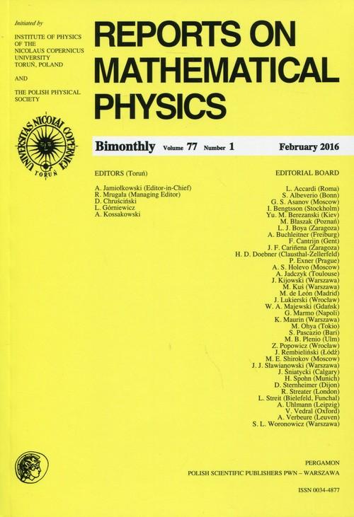 

Reports on Mathematical Physics 77/1 2016 Pergamon