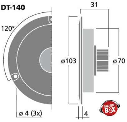GŁOŚNIK WYSOKOTONOWY MONACOR DT-140 80W 4ohm 103mm EAN (GTIN) 4007754235050