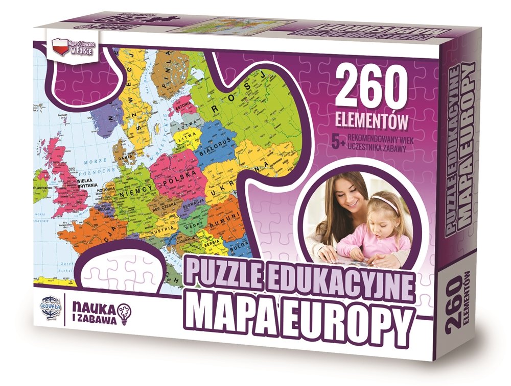 

Puzzle Edukacyjne Mapa Europy 260 El , 60x40cm