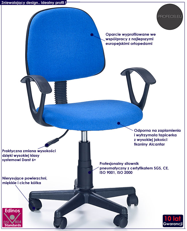 FOTEL OBROTOWY DLA UCZNIA BIURKA SZARY - POPIELATY Kod producenta h375