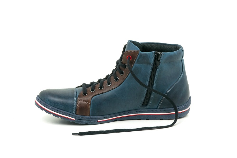 Zimowe buty men skóra blue Joker od dobrebutypl Model JOK 516 N