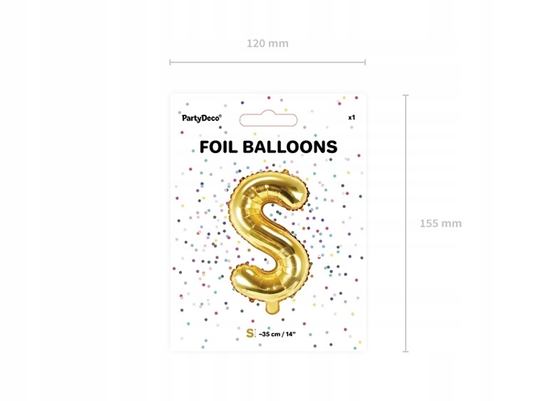 Balon foliowy S złoty 35cm 1szt FB2M-S-019 Kod producenta FB2M-S-019