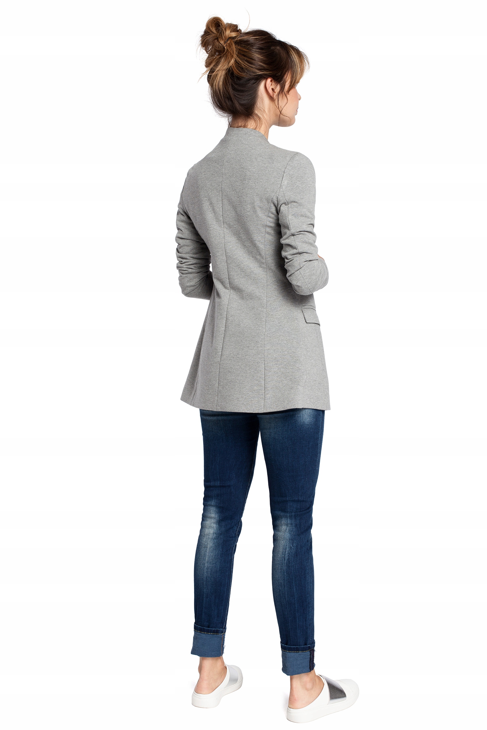 B030 Żakiet bez zapięcia - szary 38 | M Marka MOE