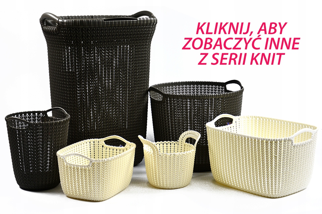 CURVER KNIT OKRĄGŁY DUŻY KOSZ KOSZYK NA PRANIE L Wysokość 330 cm