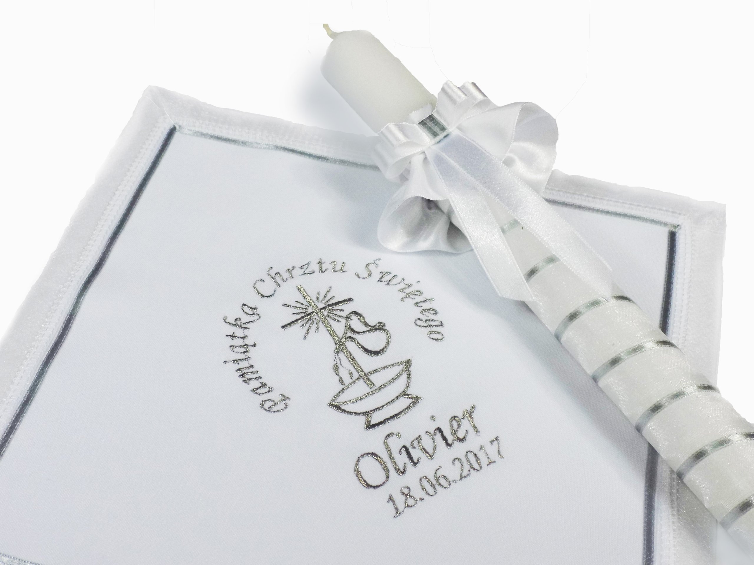 SZATKA И СВЕЧА ДЛЯ КРЕЩЕНИЯ, КОМПЛЕКТ НА КРЕЩЕНИЕ