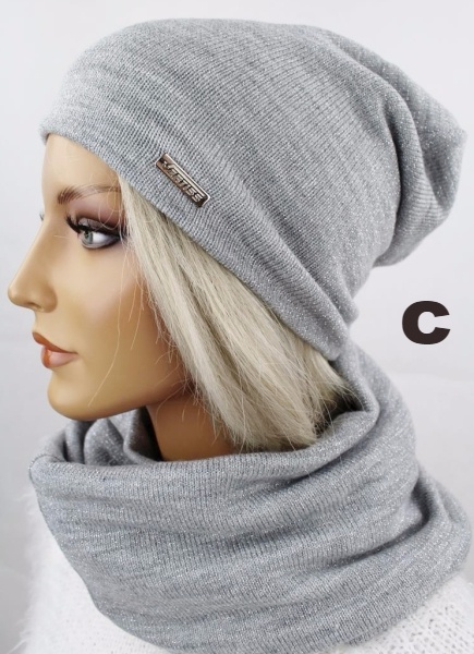 KOMPLET CZAPKA DAMSKA + KOMIN SZALIK nie chusta Rozmiar uniwersalny