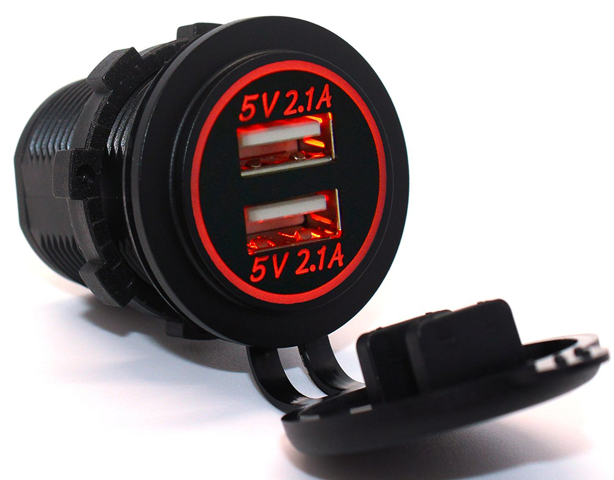 Розетка USB встраиваемая в авто 12v / 24v (5v, 2.1а + 1а) - арт. USB 12