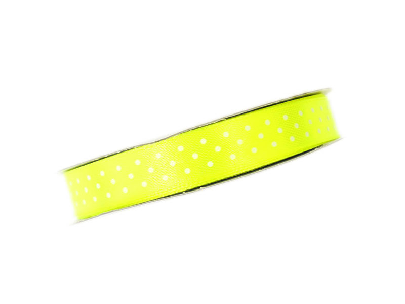 Wstążka 12mm Satynowa w kropki żółta Cytrynowa 1m