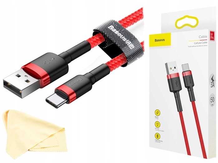 

Kabel Usb-c Baseus Cafule 3A 0.5m (czerwony)