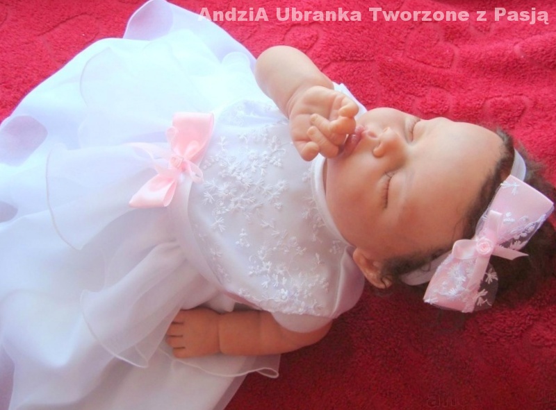 BAJECZNA Sukienka Opaska UBRANKO do CHRZTU 74/80 Rozmiar 74