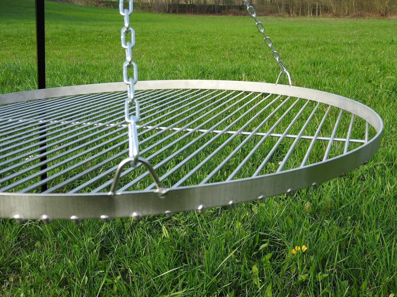 GRILL OGRODOWY RUSZT INOX 80 CM TRÓJNÓG OGNISKOWY Długość 185 cm