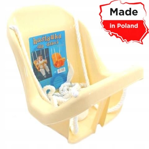 Huśtawka wisząca kubełkowa z pasem ŻÓŁTA (W-wa) Wiek dziecka 3 lata +