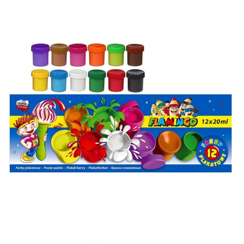 Farby plakatowe Flamingo 12 szt. x 20 ml Pojemność 20 ml