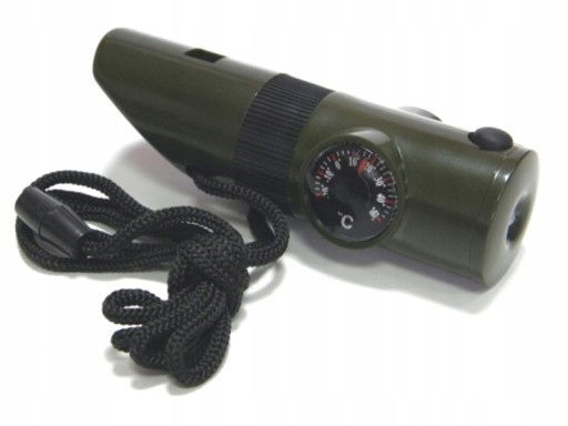 

Latarka kompas gwizdek lupa zestaw survival 6w1
