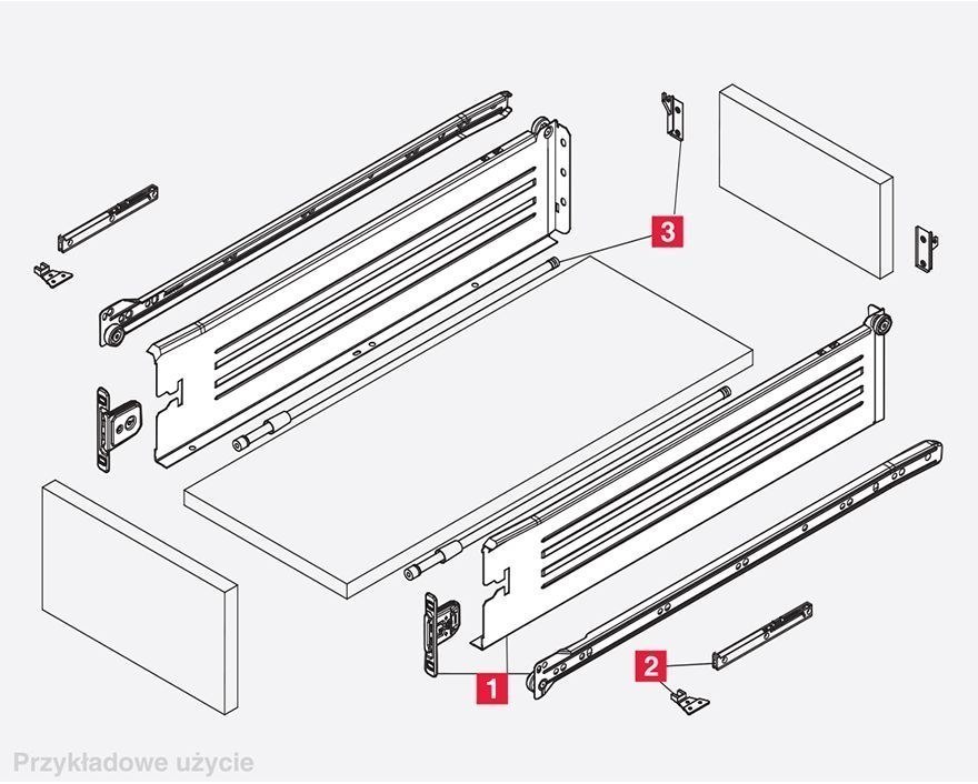 METALBOX metalowe boki do szuflady BIAŁE 500/86 Marka Strong