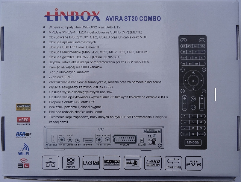 LINBOX AVIRA T20COMBO - TUNER HD Z MODULATOREM Marka LinBOX
