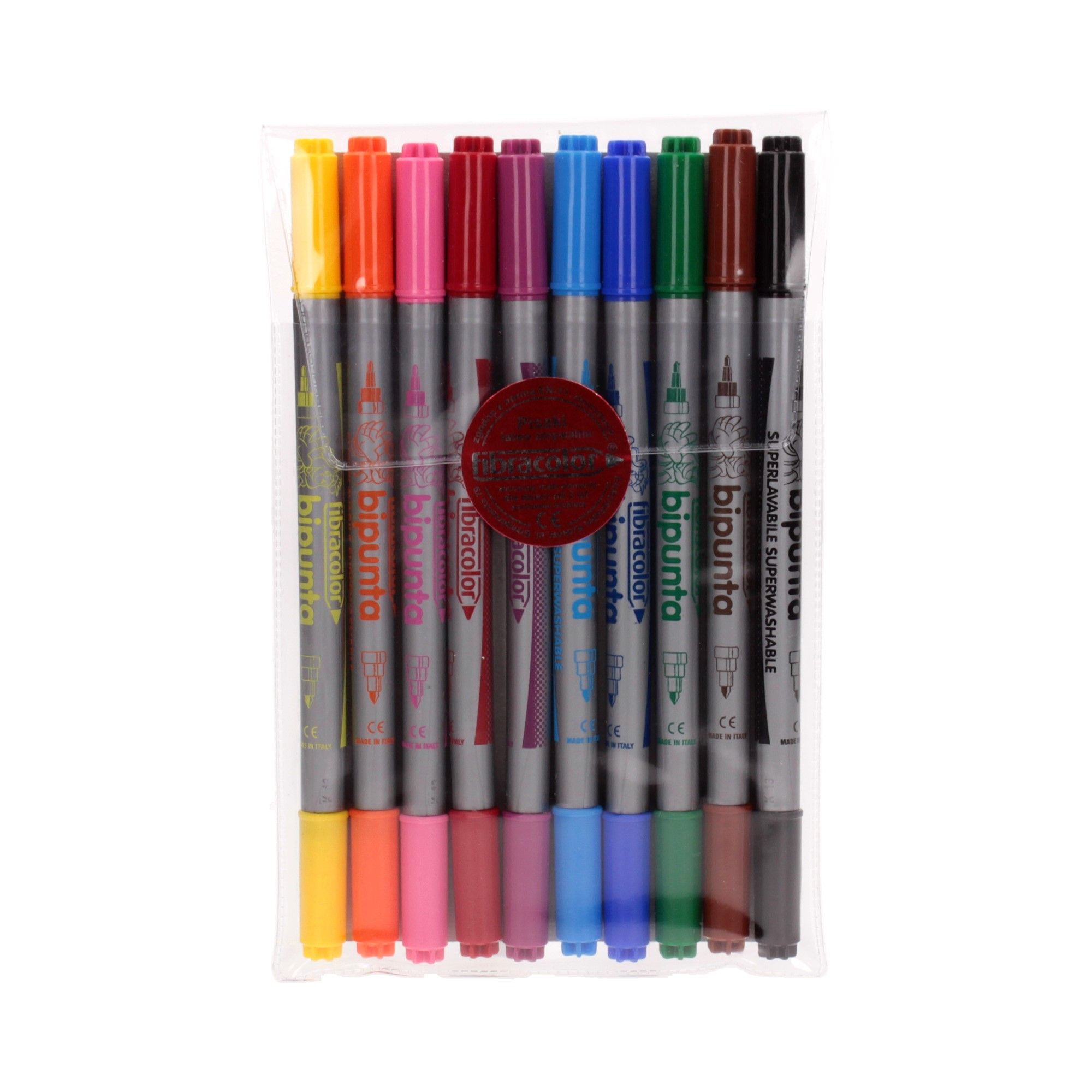 

Flamastry 10kol dwustronne Bipunta Fibracolor