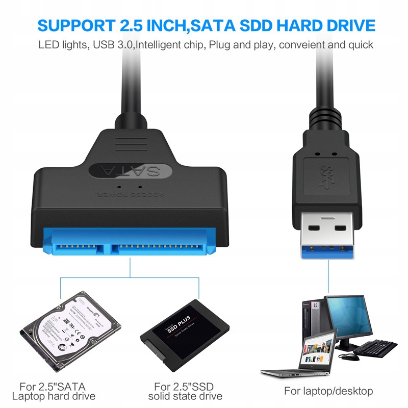 

Adapter Sata-usb 3.0 Kabel Do Dysku Twardego 2,5''