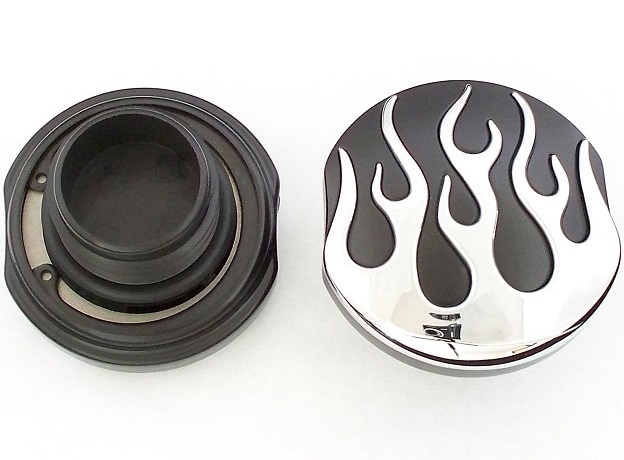 HARLEY FUEL FILLER CAPS FLAMES HD CHROME