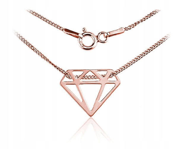 

Naszyjnik Srebro 925 Diament Celebrytka 42 CM Róż