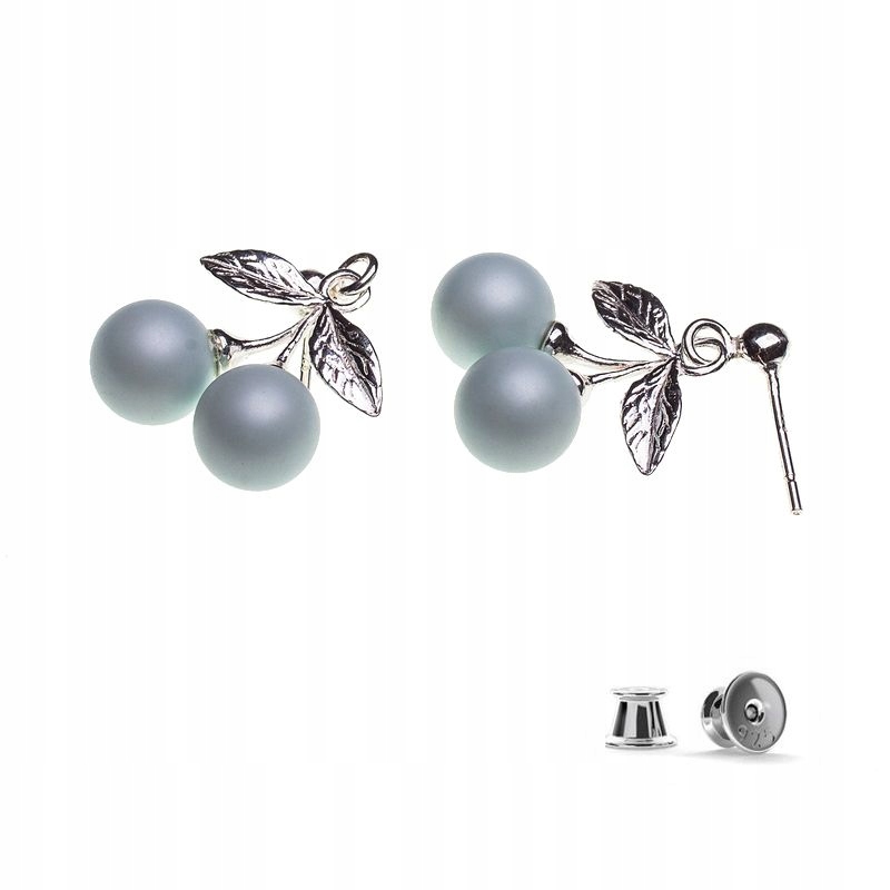

Srebrne Kolczyki wisienki z perłami Swarovski 8mm