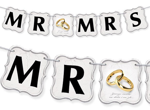 

Dekoracja Baner Girlanda Ślub Mr & Mrs 150 cm
