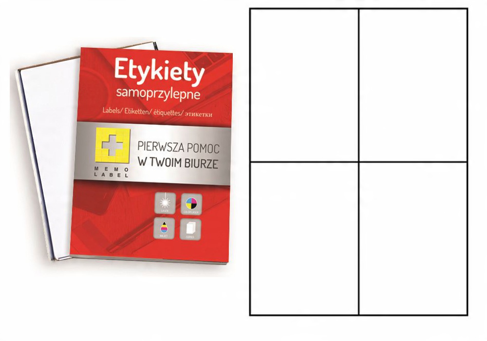 Etykiety samoprzylepne A4 100 arkuszy 105x148mm EAN 5905833002847