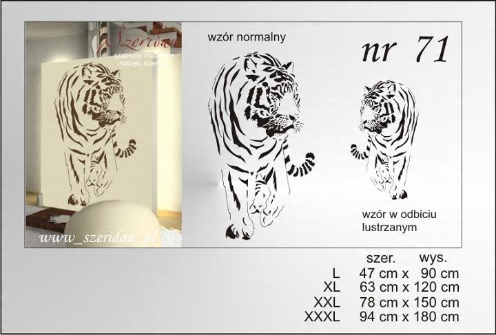 SZABLONY MALARSKIE TYGRYSY, SZABLON TYGRYS LEW XL Uszkodzony Nie