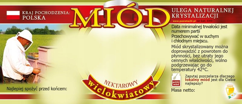 

Etykiety na Miód Wielokwiatowy (100szt) wzór E50