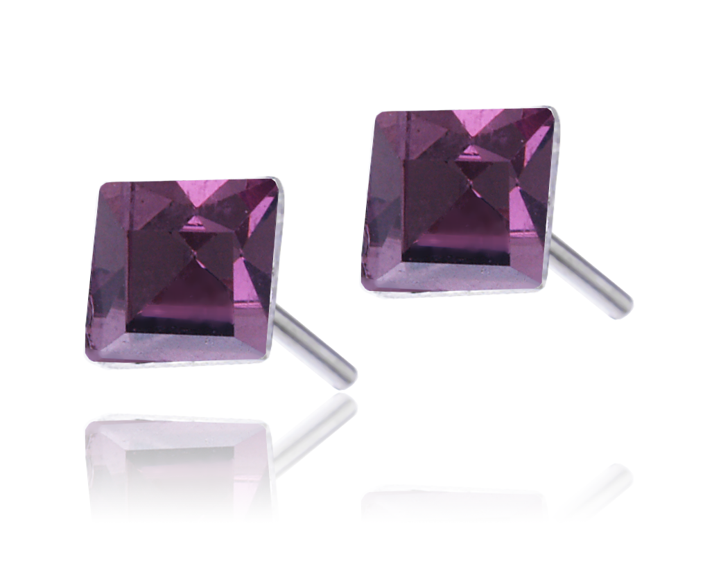 

Srebrne Kolczyki Cyrkonia Fioletowa 7mm Srebro 925