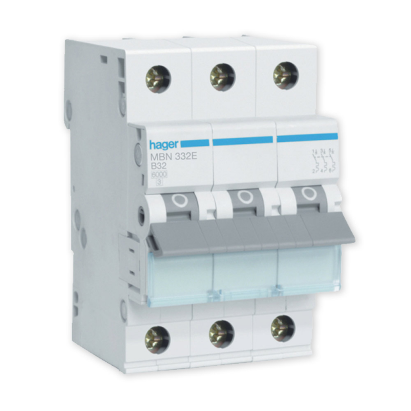 

Hager Wyłącznik nadprądowy 3P B32A 6kA Ac MBN332E