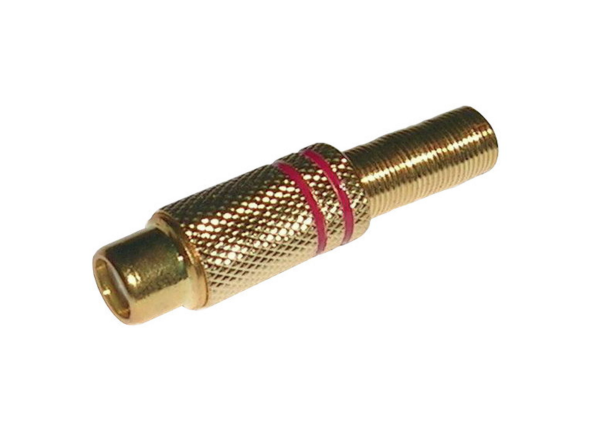 

Wtyk Rca żeński z odgiętką 5mm złoty