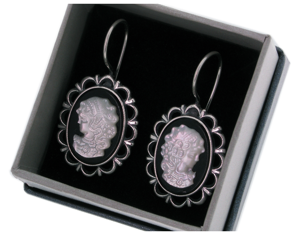 

Kolczyki Retro Vintage Kamea Bigiel Srebro 925