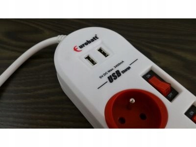 LISTWA ZASILAJĄCA 3 GNIAZDA WŁĄCZNIKI 2 USB KOLORY Kod producenta 2024U