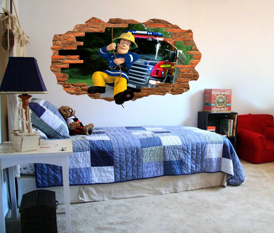 STRAŻAK SAM 3D Dziura - naklejka 150x90cm Płeć Chłopcy Dziewczynki