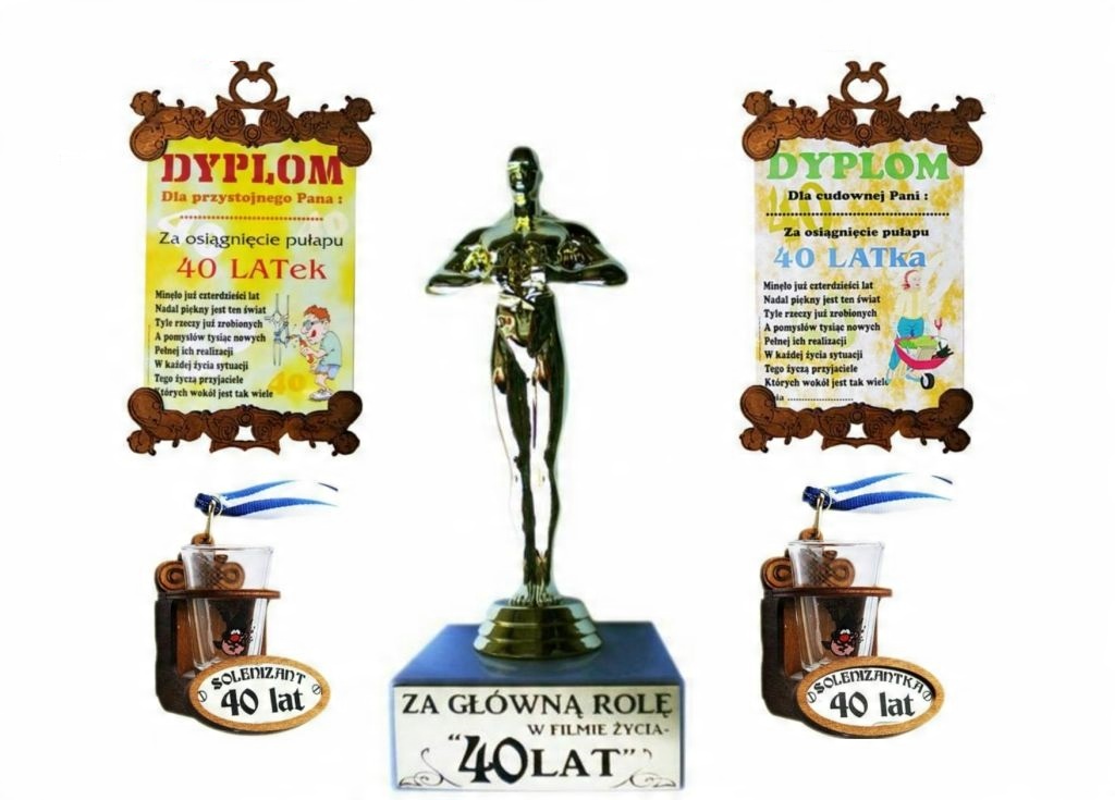

Statuetka Urodzinowa 40 Dyplom Kieliszek Prezent