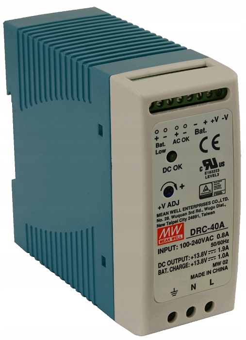 Zasilacz buforowy Din Mean Well DRC-40A 12V 1.9A
