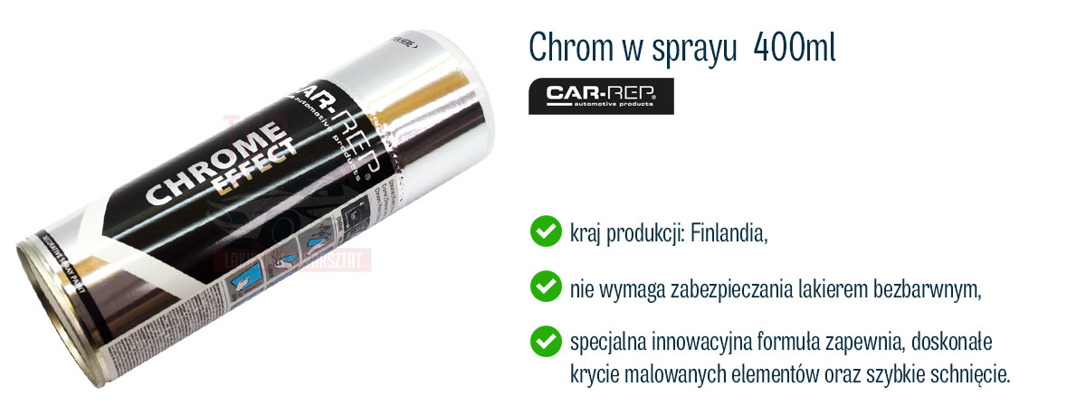 CAR-REP CHROM W SPRAYU EMALIA SREBRNA FARBA 400ml Rodzaj akrylowe