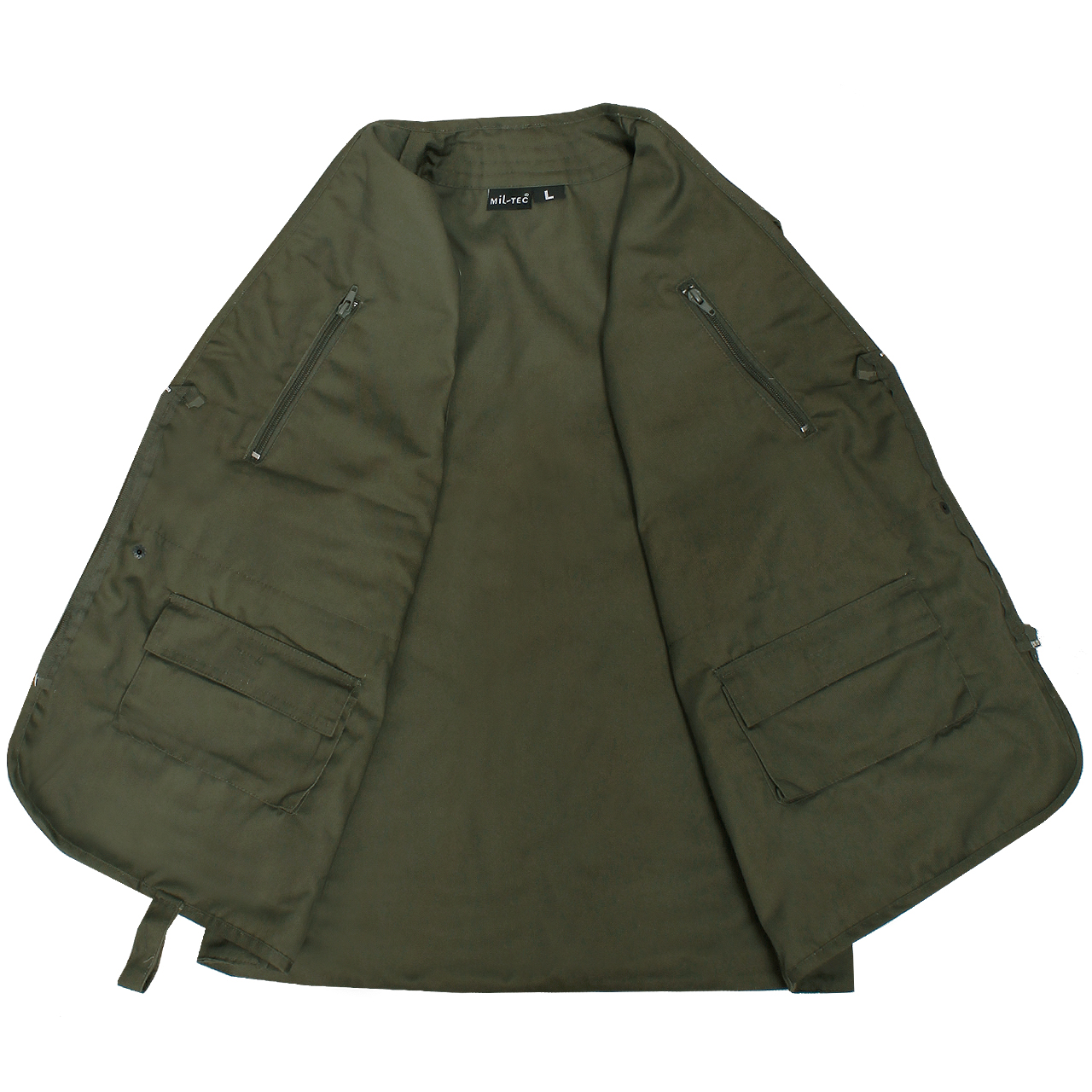 MIL-TEC KAMIZELKA WĘDKARSKA MYŚLIWSKA BEZRĘKAWNIK OLIV 4XL Rozmiar 4XL