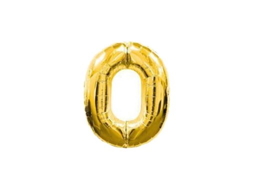 Balónik číslica 0 fóliový 41cm zlatý pevný