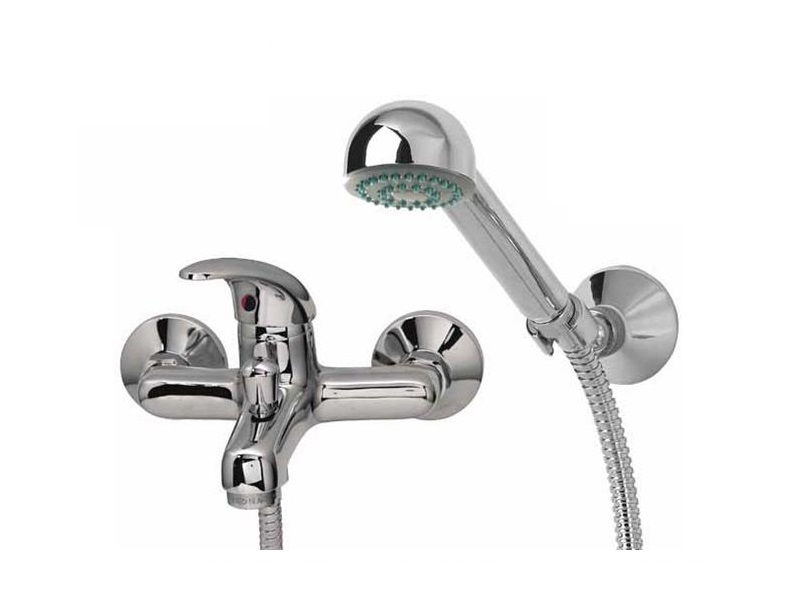 Bateria wannowa z zestawem prysznicowym ścienna Diamond Cypr chrom