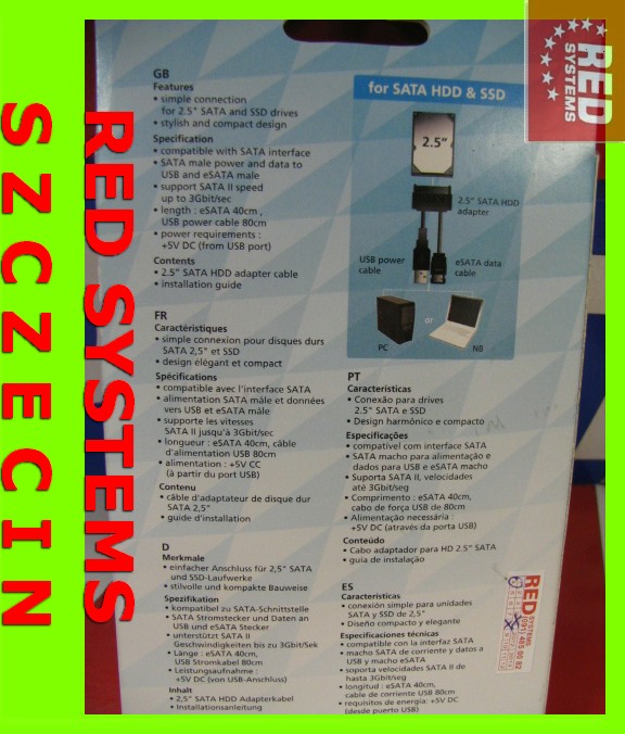 Adapter E-SATA do SATA HDD SSD 2.5' z USB Szczecin Marka Akasa