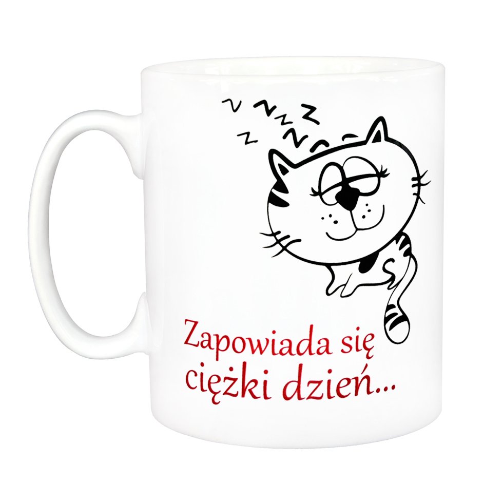 

Kubek Śpiący Kotek - Ciężki Dzień - Jakość!