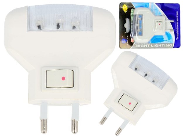 

Lampka Nocna do kontaktu 3 Led z Wyłącznikiem ver7