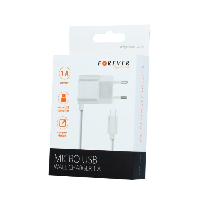 

Ładowarka sieciowa Forever micro Usb 1A biała