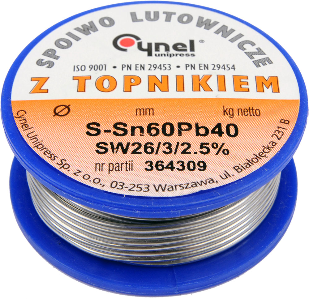 

Cyna Z Topnikiem __ 1,5mm 500g 1,50mm 0,5kg Cynel