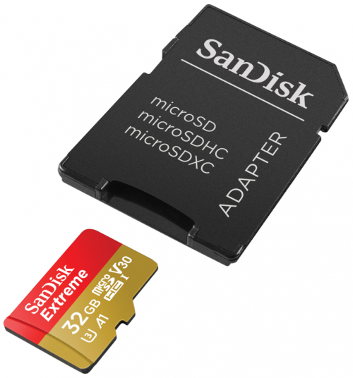 SANDISK Micro SD карта 32GB EXTREME до 4K 100 МБ/з модель microSDXC 32GB EXTREME 100 МБ / з