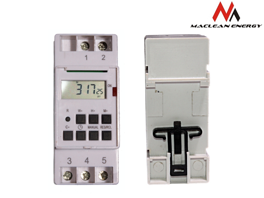 PROGRAMATOR CZASOWY TIMER NA SZYNĘ DIN TYGODNIOWY 16A 3600W Maclean MCE09 Kolor biały