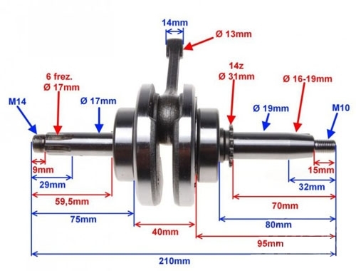 ROMET ZETKA ZK50 ZK-50, WAŁ KORBOWY SILNIK PIONOWY Numer katalogowy części 74674555535
