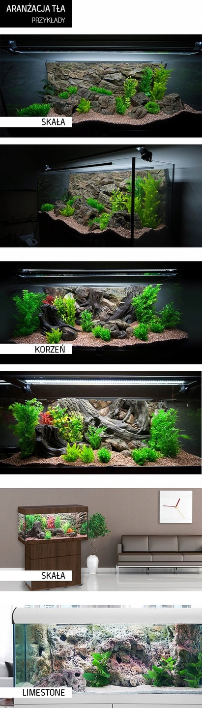 Strukturované šedé ploché pozadí pro akvárium 120 x 50 cm.